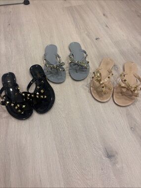 3 Pairs - Designer-Inspired Rockstud Jelly Sandals